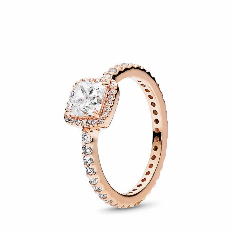 Pandora Square Sparkle Promise Ring - Pandora Rose/Cubic Zirconia - Canada | OC9737FK